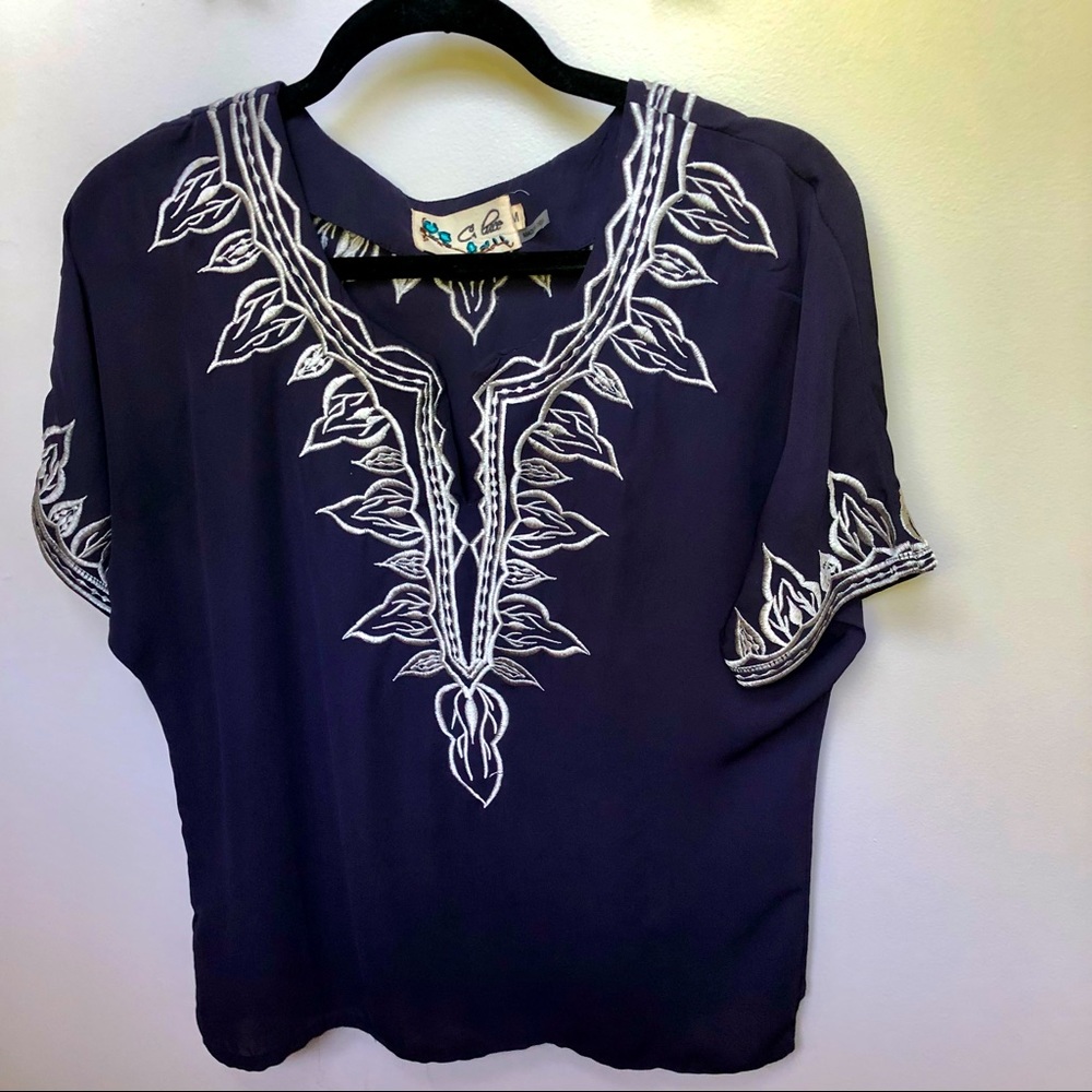 Sheer Navy Blue Blouse